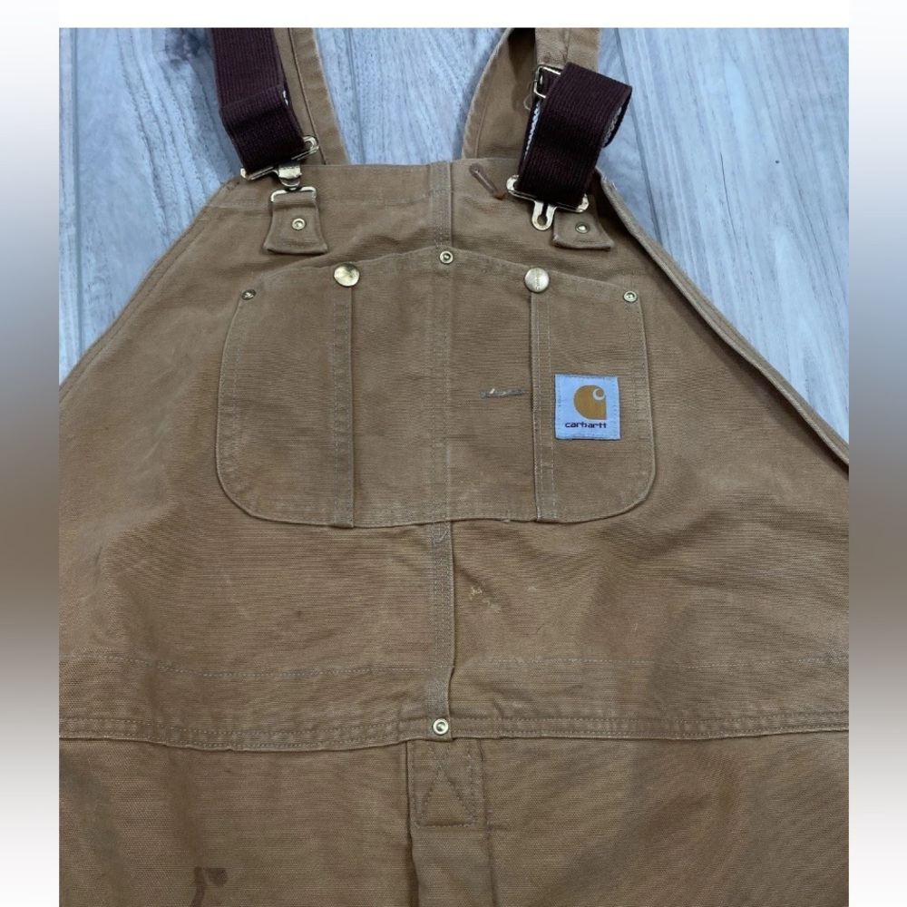 CARHARTT Brown, Bib‎ Overalls Lined  Workwear, Men’s Long Overalls, - Picture 6 of 16